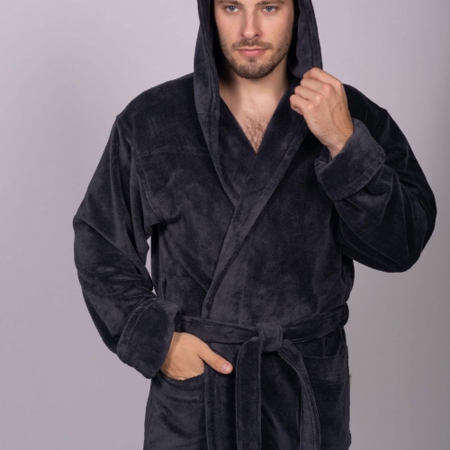 Мужской бамбуковый халат с капюшоном Magistr (Антрацит)